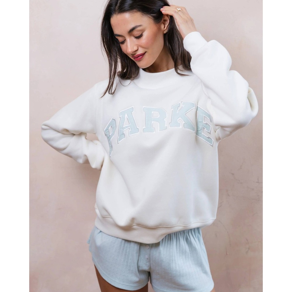 PARKE Sweatshirt Bridal Varsity Mockneck Honeymoon Womens L/XL NWT
